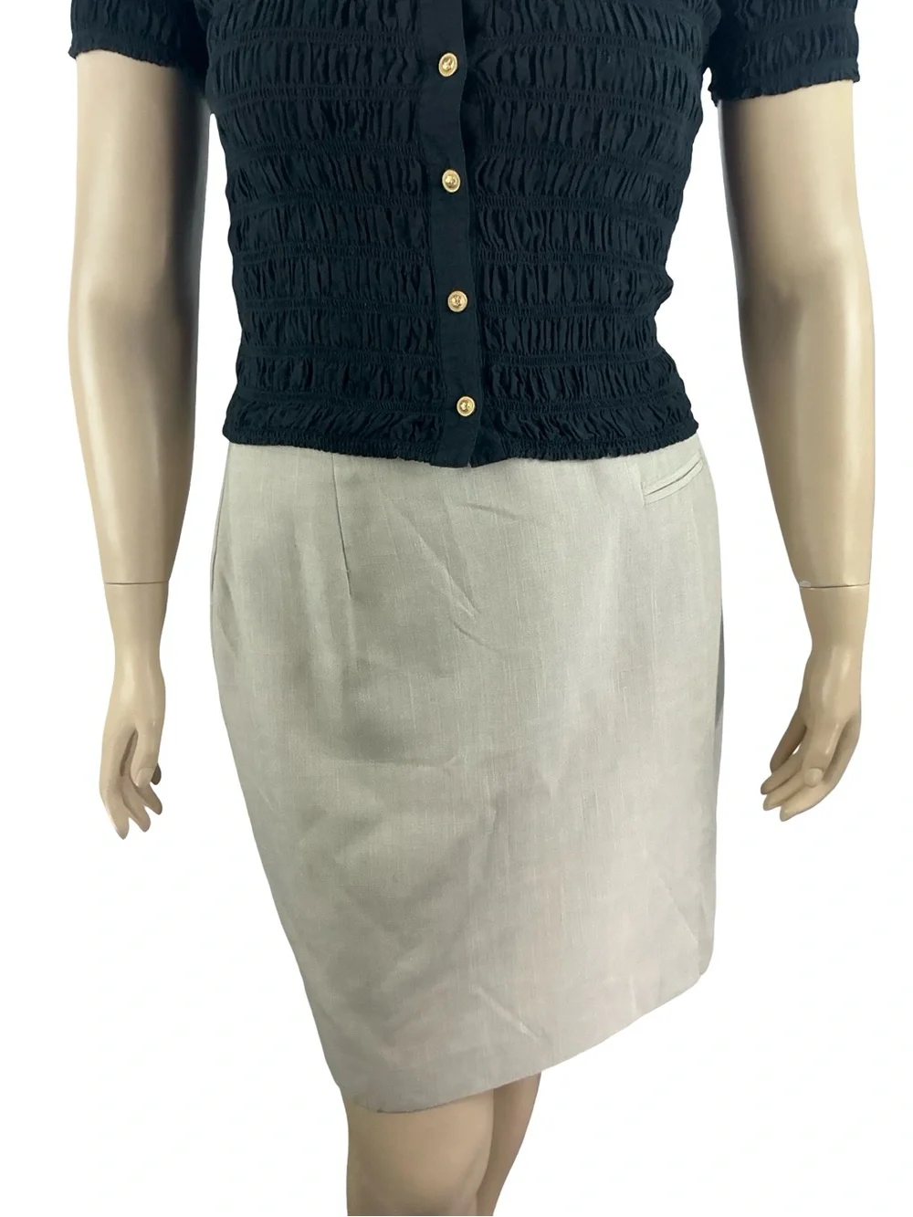 J.Crew Smocked Button-Up Shirt Cotton Blend Voile Black Size L